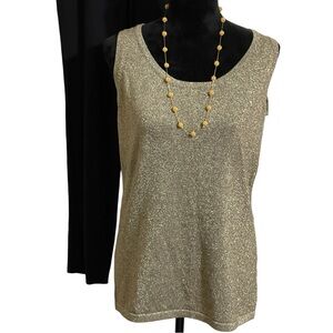 DG 2 DIANE GILMAN NWTS GOLD METALLIC TANK SZ MED